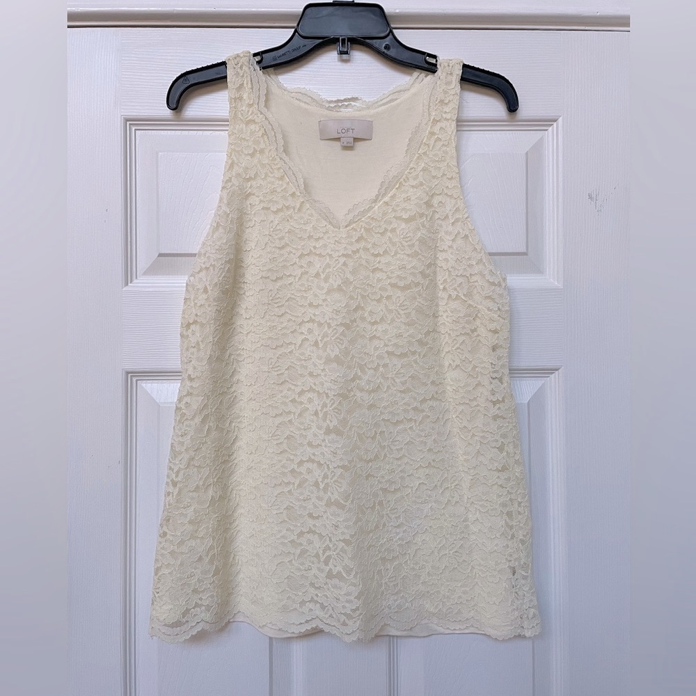 Loft Cream Colored Lace Camisole, Women’s Size Medium